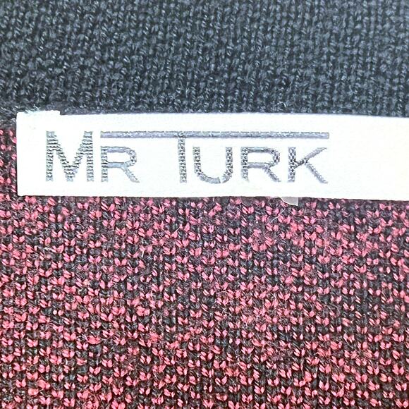 Mr. Turk Men's Size L Button Front Cardigan Sweater Trent Wool Maroon/Black - Picture 10 of 11